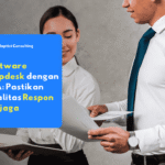 Tampilan dashboard software helpdesk dengan SLA menampilkan status tiket pelanggan dan waktu respon tim support secara real time.