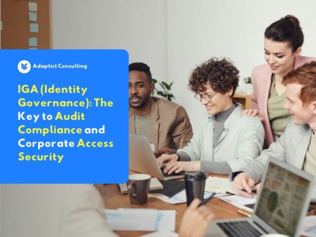 An employee is verifying the automation of digital access rights approval through the IGA (Identity Governance and Administration) portal in the company's IT operations room.