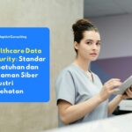 Perawat yang sedang menerapkan protokol healthcare data security saat menginput rekam medis elektronik pasien untuk mencegah akses pihak yang tidak berwenang.