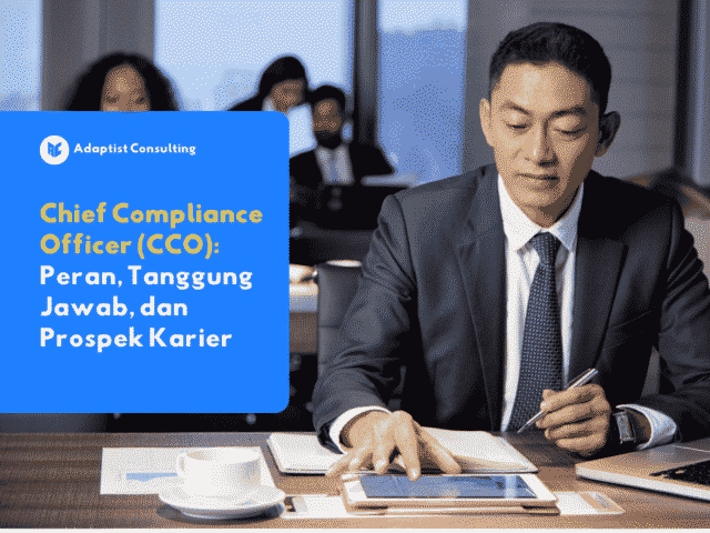 Chief Compliance Officer sedang memimpin rapat strategis mengenai kepatuhan perusahaan di kantor modern.