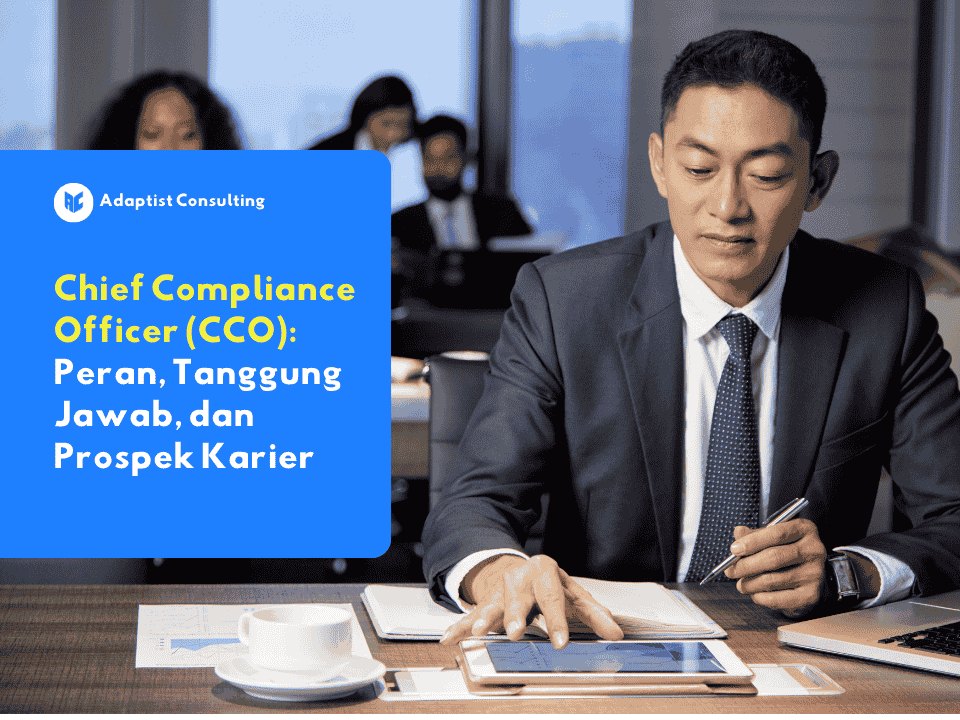 Chief Compliance Officer sedang memimpin rapat strategis mengenai kepatuhan perusahaan di kantor modern.