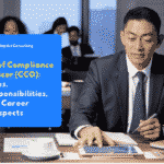 Chief Compliance Officer leading a strategic meeting regarding corporate compliance in a modern office.