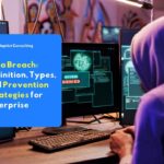 Illustration of a data breach incident showing data that has been hacked.