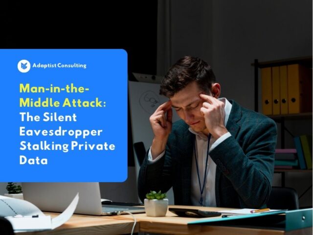 An employee lost personal company data after an unauthorized party successfully tapped into the network used to access internal systems using a man-of-the-middle attack technique.