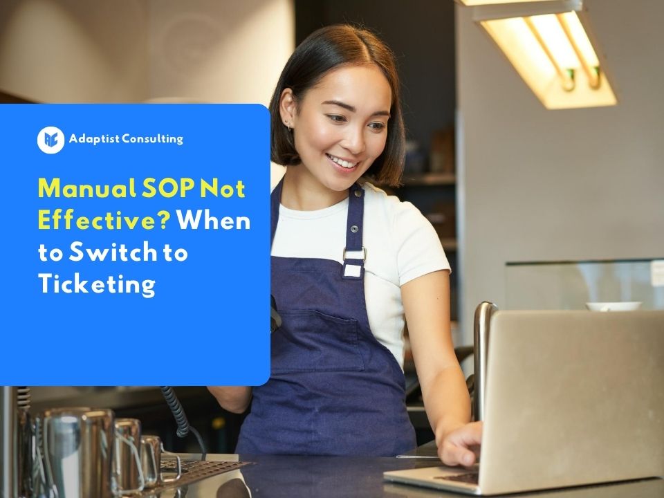 Illustration of the easy work done by the customer service team with the ticketing system dashboard from Adaptist Prose for growing businesses.