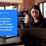 Ilustrasi sistem keamanan IT menampilkan proses user provisioning dan manajemen akses identitas digital dalam lingkungan enterprise.