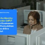 Ilustrasi sistem keamanan identity provider (IdP) melindungi data perusahaan dari serangan siber