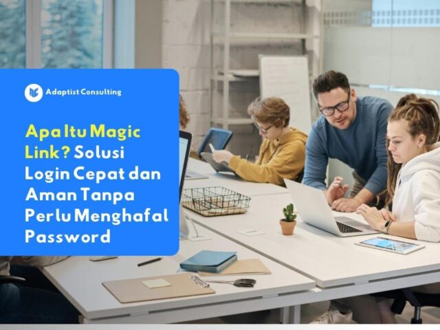 Karyawan yang sedang login ke sistem perusahaan dengan cepat dan aman melalui email menggunakan tautan magic link tanpa perlu memasukkan kata sandi.