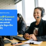 Seorang karyawan korporat sedang mengakses berbagai aplikasi bisnis secara aman menggunakan sistem Single Sign-On (SSO) berbasis protokol OpenID Connect (OIDC).