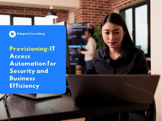 The IT security system illustration shows the user provisioning process and digital identity access management in an enterprise environment.