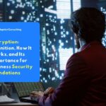 IT professional monitoring a network screen, illustrating the importance of decryption as a business security foundation.