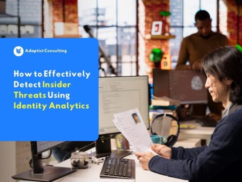 IT staff reviewing identity documents to detect insider threats using analytics.