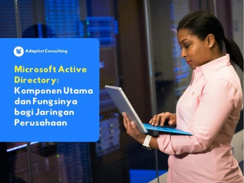 karyawan yang sedang memonitor lalu lintas keamanan jaringan di ruang server untuk memastikan implementasi Active Directory sebagai solusi tepat bagi kontrol akses perusahaan