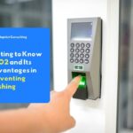 Fingerprint scanner on biometric security key for passwordless access to enterprise server systems using FIDO2 standard.