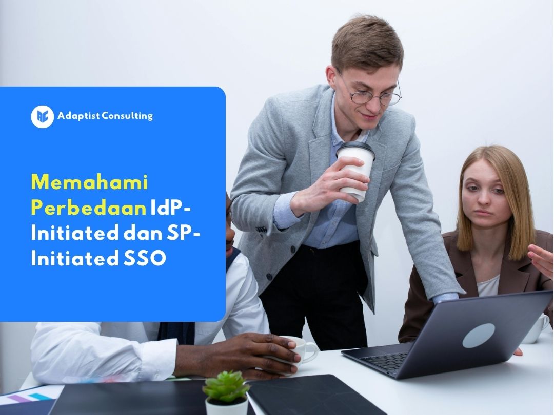 Karyawan yang sedang mengkoneksikan aplikasi Service Provider dengan Identity Provider untuk kebutuhan bisnis