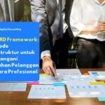 Staf perusahaan menjelaskan laporan sentimen pelanggan sebagai bagian evaluasi HEARD Framework customer service.