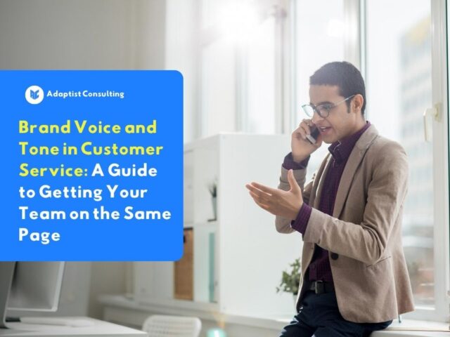 Customer service representatives speak with customers over the phone in a friendly and professional tone, demonstrating consistent use of voice and tone in customer service.