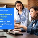 Two professionals collaborating at a computer representing the synergy between customer service and customer success in building long-term client retention strategies.