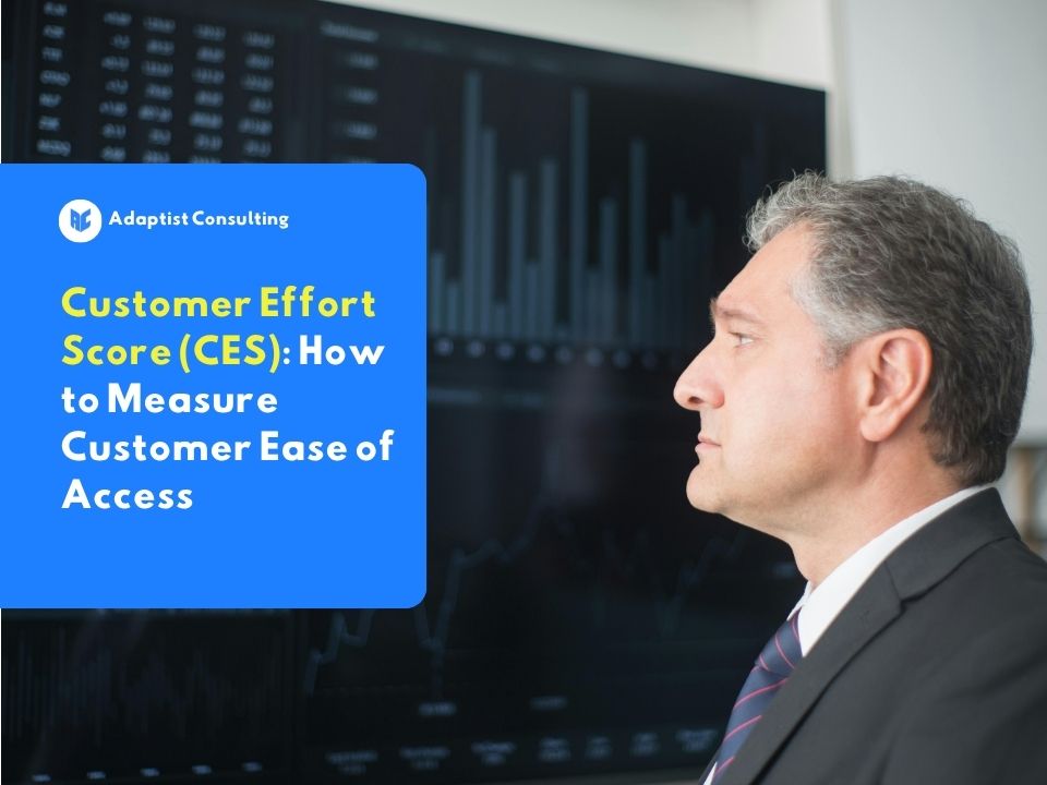 An employee analyzing Customer Effort Score (CES) monitoring metrics on a monitor screen to optimize the efficiency of the enterprise customer service flow.