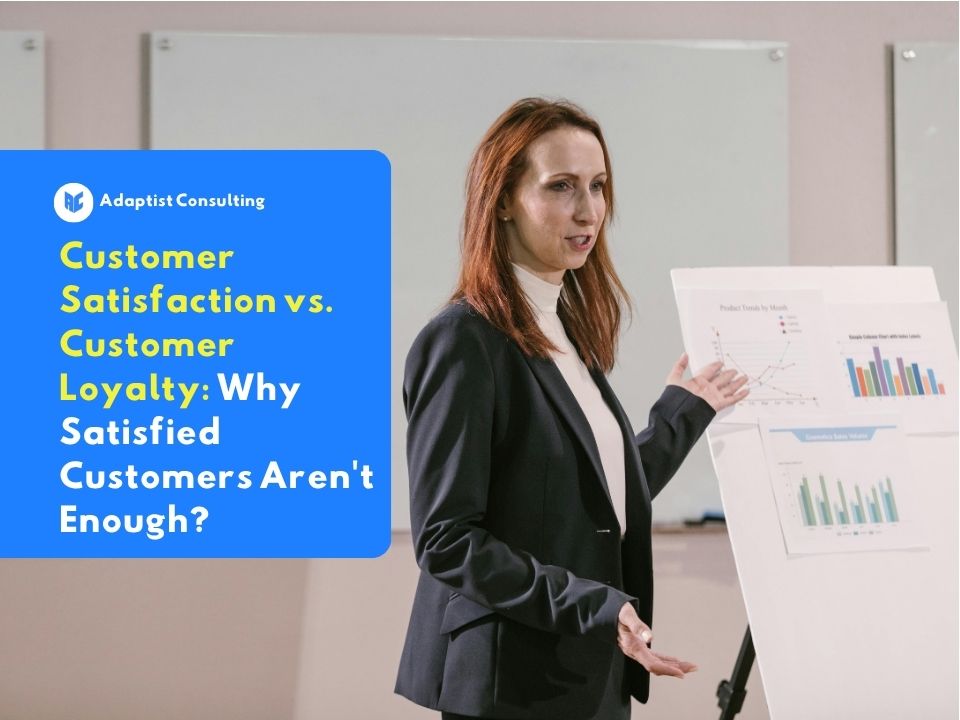 Employees are analyzing metric data on dashboards to identify the difference between transactional customer satisfaction and customer loyalty retention strategies to continuously increase corporate client trust.