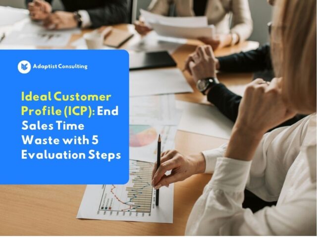 Employees discussing and analyzing data to compile the Ideal Customer Profile for a B2B company.
