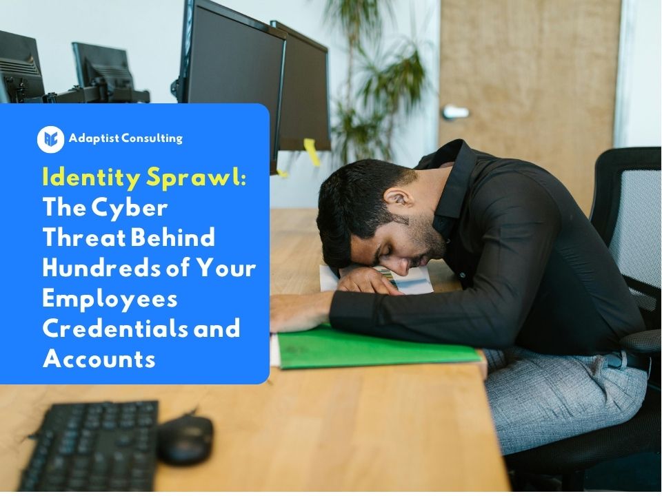 Employees accessing multiple different applications simultaneously on work devices, reflecting the challenges of identity sprawl in complex enterprise digital identity management.