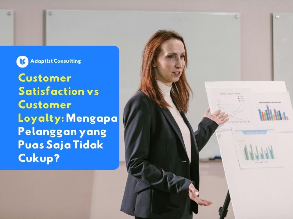 Karyawan yang sedang menganalisis data metrik di dasbor untuk mengidentifikasi perbedaan antara customer satisfaction transaksional dan strategi retensi customer loyalty demi meningkatkan kepercayaan klien korporat secara berkelanjutan.