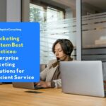 Customer service employees and the IT support team are collaborating to resolve customer complaint tickets through the omnichannel ticketing system dashboard in an enterprise office environment.